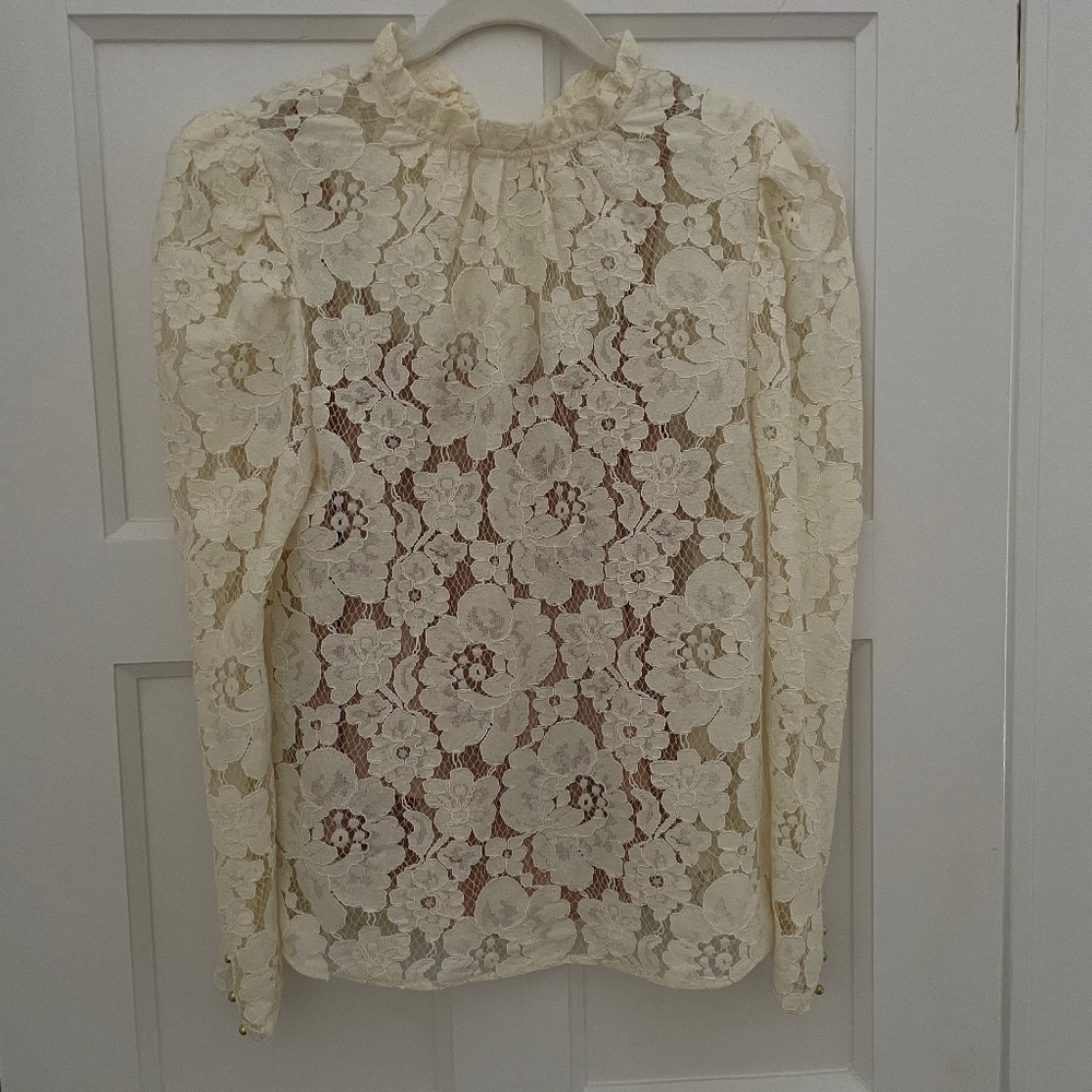 Wayf Emma Puff Sleeve Lace Top